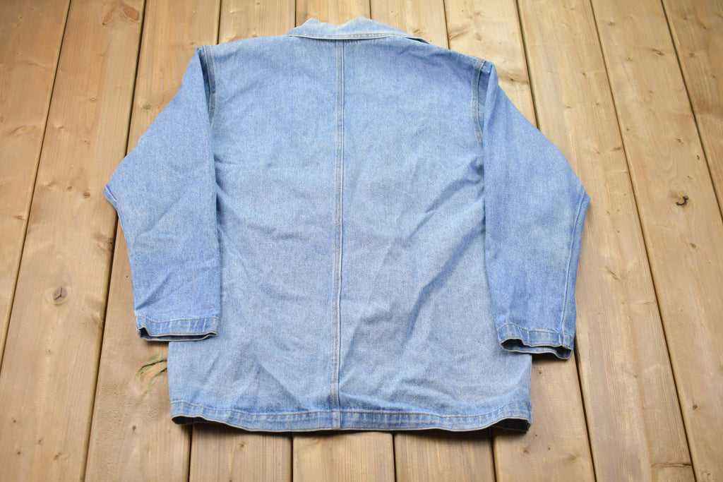 Vintage 1990s CMC Floral Embroidered Denim Blazer
