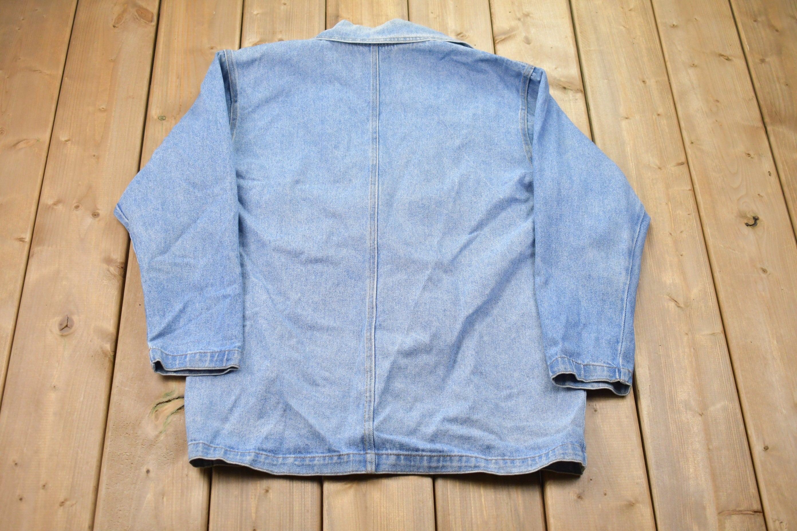 Vintage 1990s CMC Floral Embroidered Denim Blazer