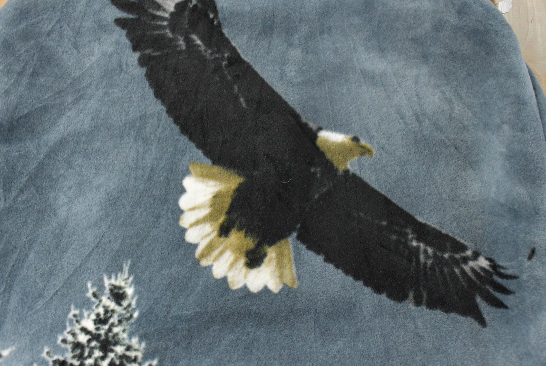 Vintage 1990s Kokopelli American Bald Eagle Fleece Sweater Jacker Men's XL / Outdoors / 90s Sweater / Fleece Zip up / All Over Print