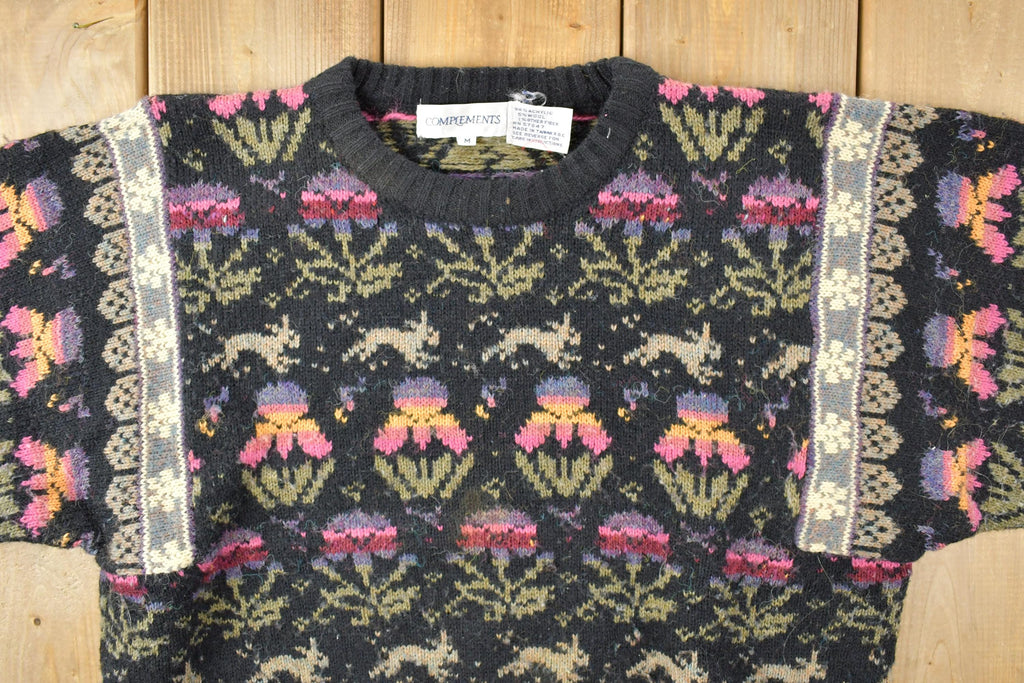 Vintage 1990s Compliments Bunny Knit Crewneck Sweater