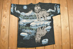 Vintage 1994 Liquid Blue Wolf All Over Print Graphic T-Shirt