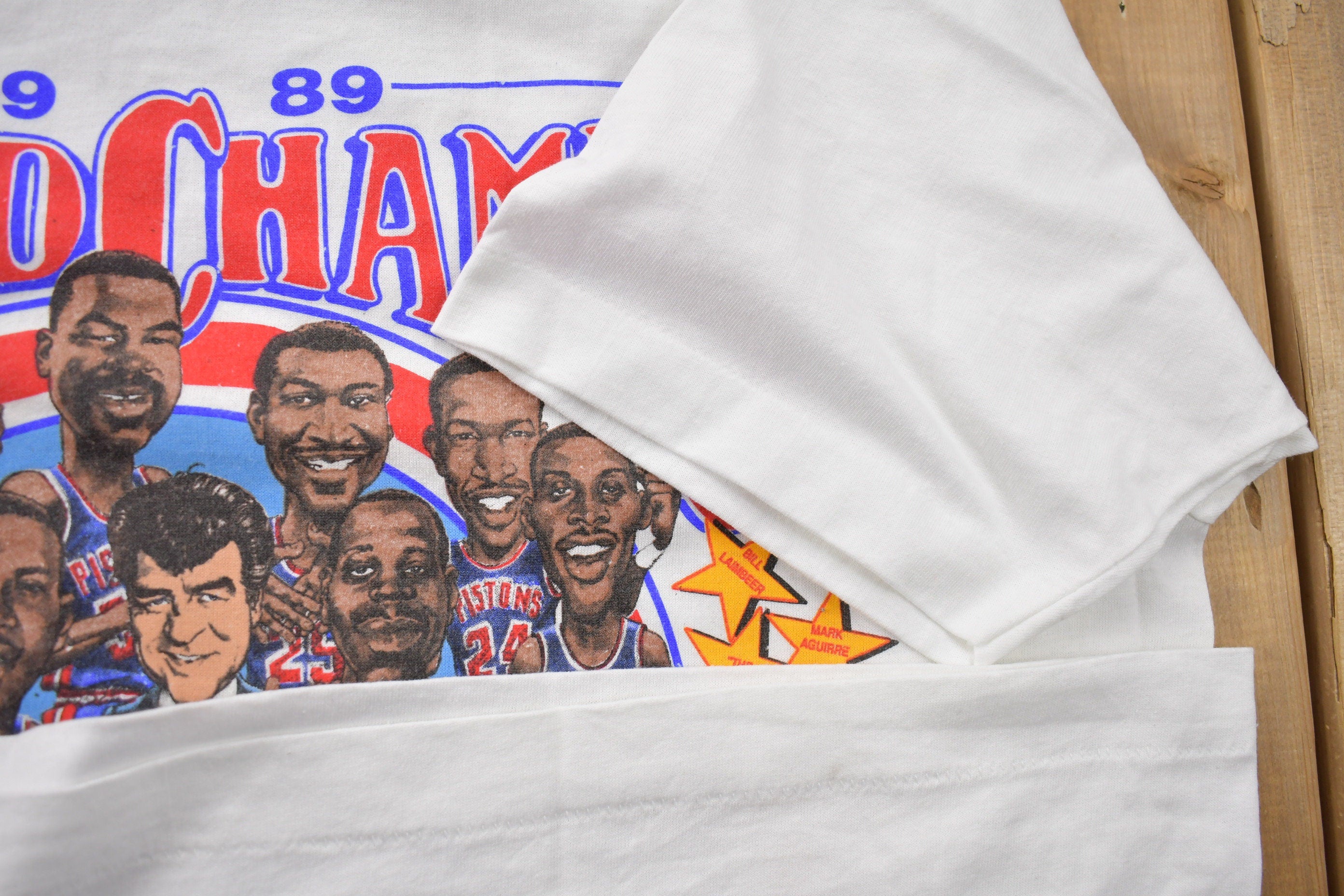 Vintage 1989 Detroit Pistons NBA World Champs Big Head Graphic T-Shirt