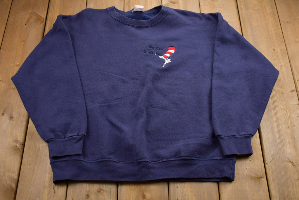 Vintage 1990s Cat In The Hat Embroidered Crewneck Sweatshirt