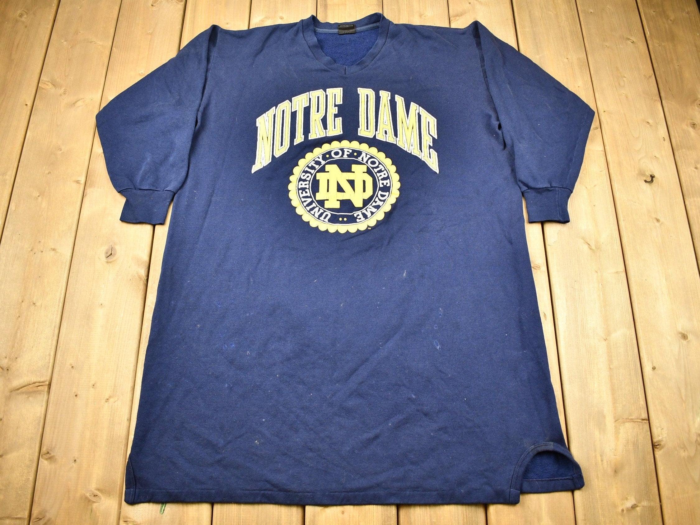Vintage 1990s University of Notre Dame Collegiate Lounge Crewneck  Oversized  NCAA Sweatshirt  Sportswear  Americana  Made In USA