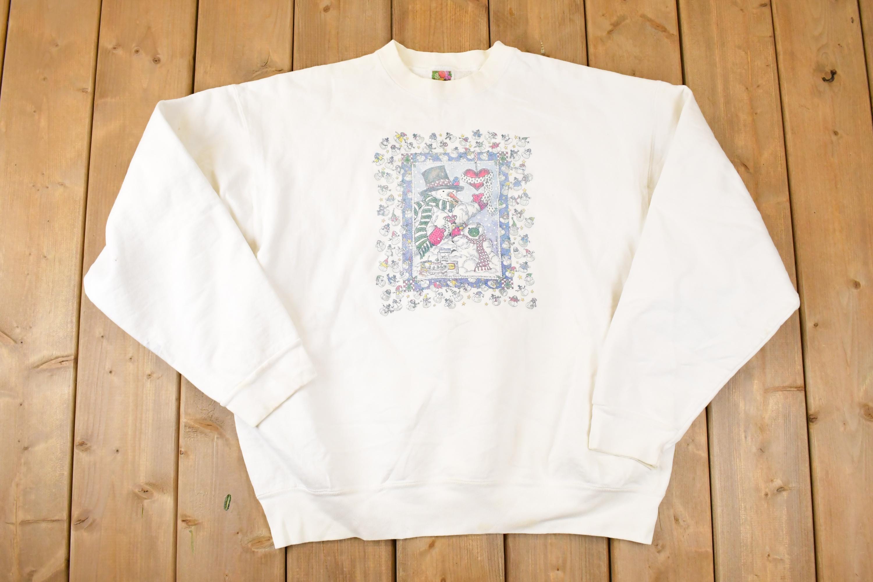 Vintage 1990s Snowman Family Graphic Print Frosty Crewneck Sweatshirt Womens XL