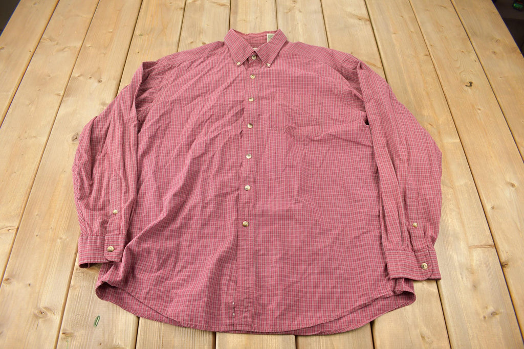 Vintage 1990s LL Bean Plaid Dress Shirt