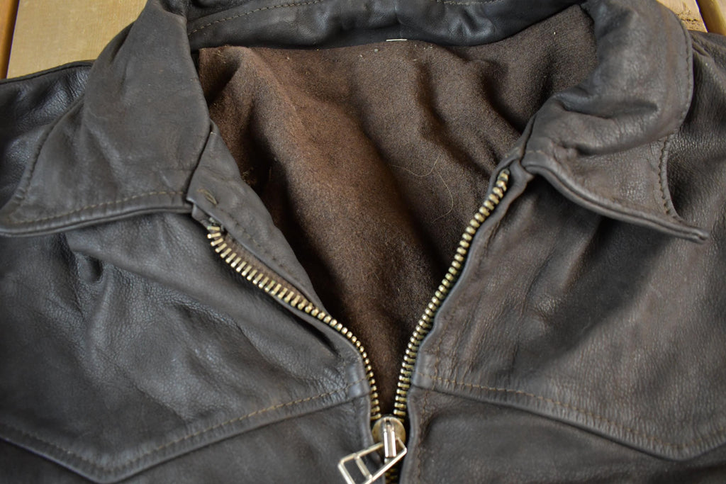 Vintage 1980s Lined Leather Jacket Women's Large