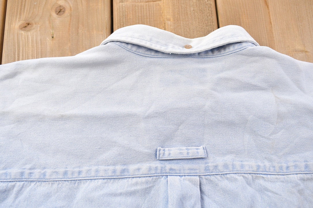 Vintage 1990s Blank Denim Button Up Shirt