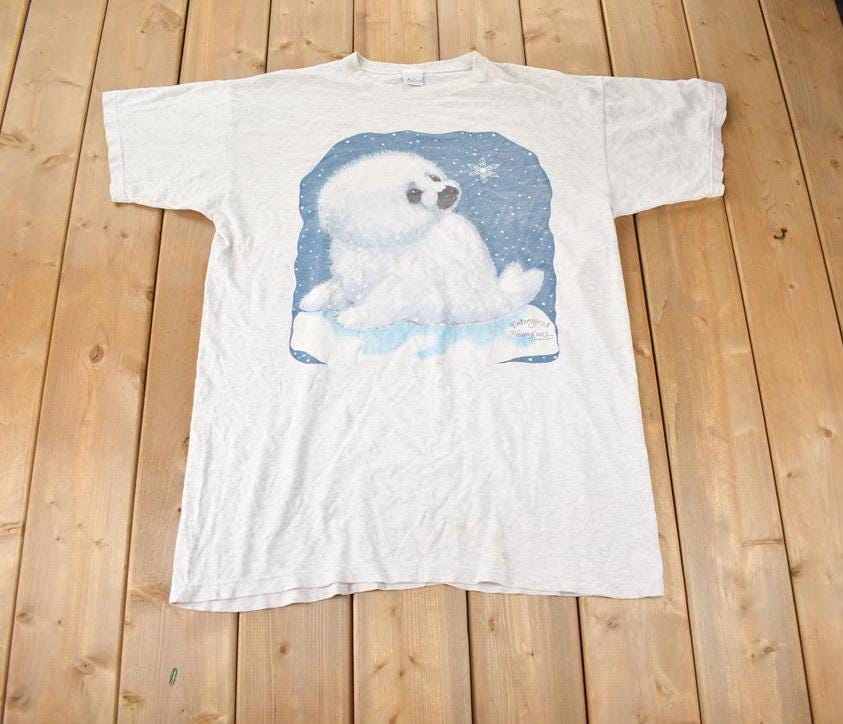 Vintage 1995 Baby Seal Single Stitch Graphic T-Shirt Made In USA