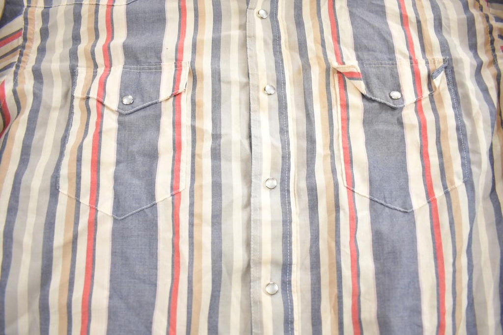 Vintage 1980s Wrangler Cowboy Cut Striped Button Up Shirt