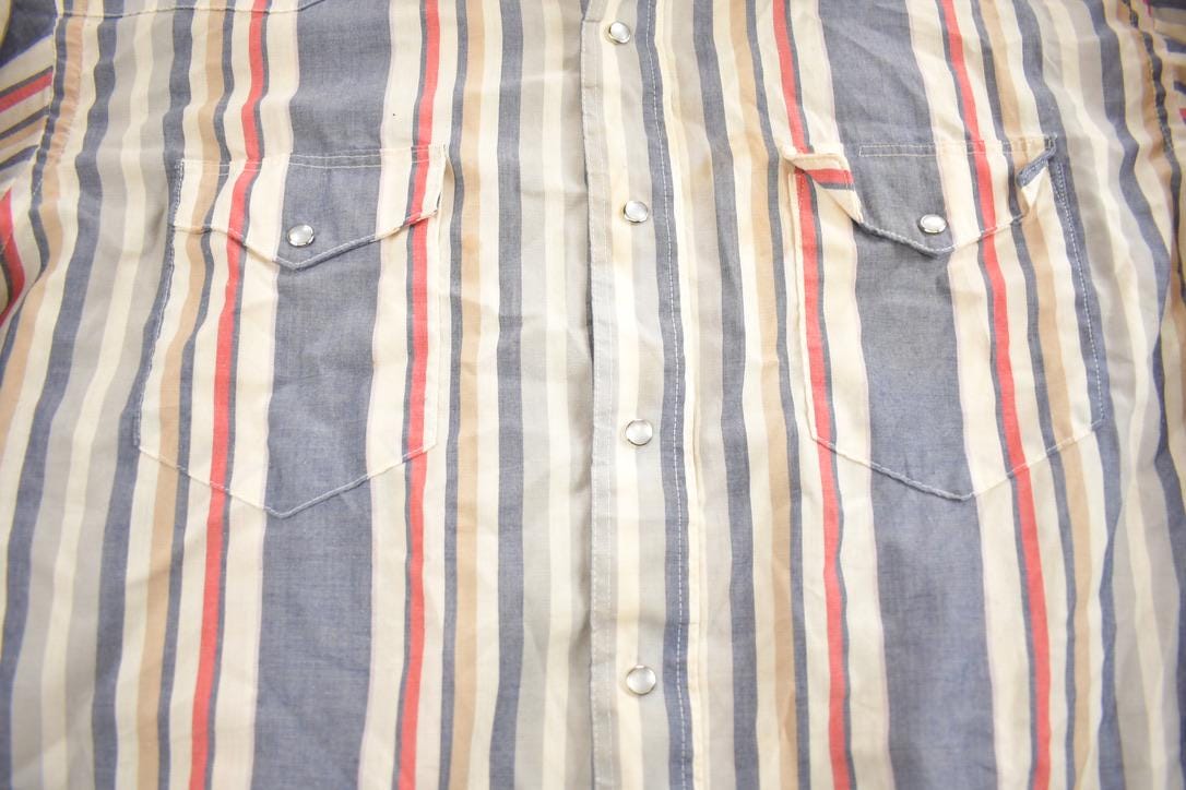 Vintage 1980s Wrangler Cowboy Cut Striped Button Up Shirt