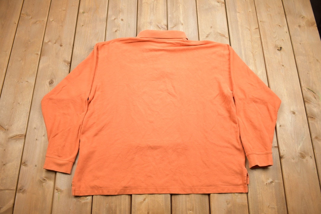 Vintage 1990s LL Bean Blank Quarter Button Collared Sweatshirt