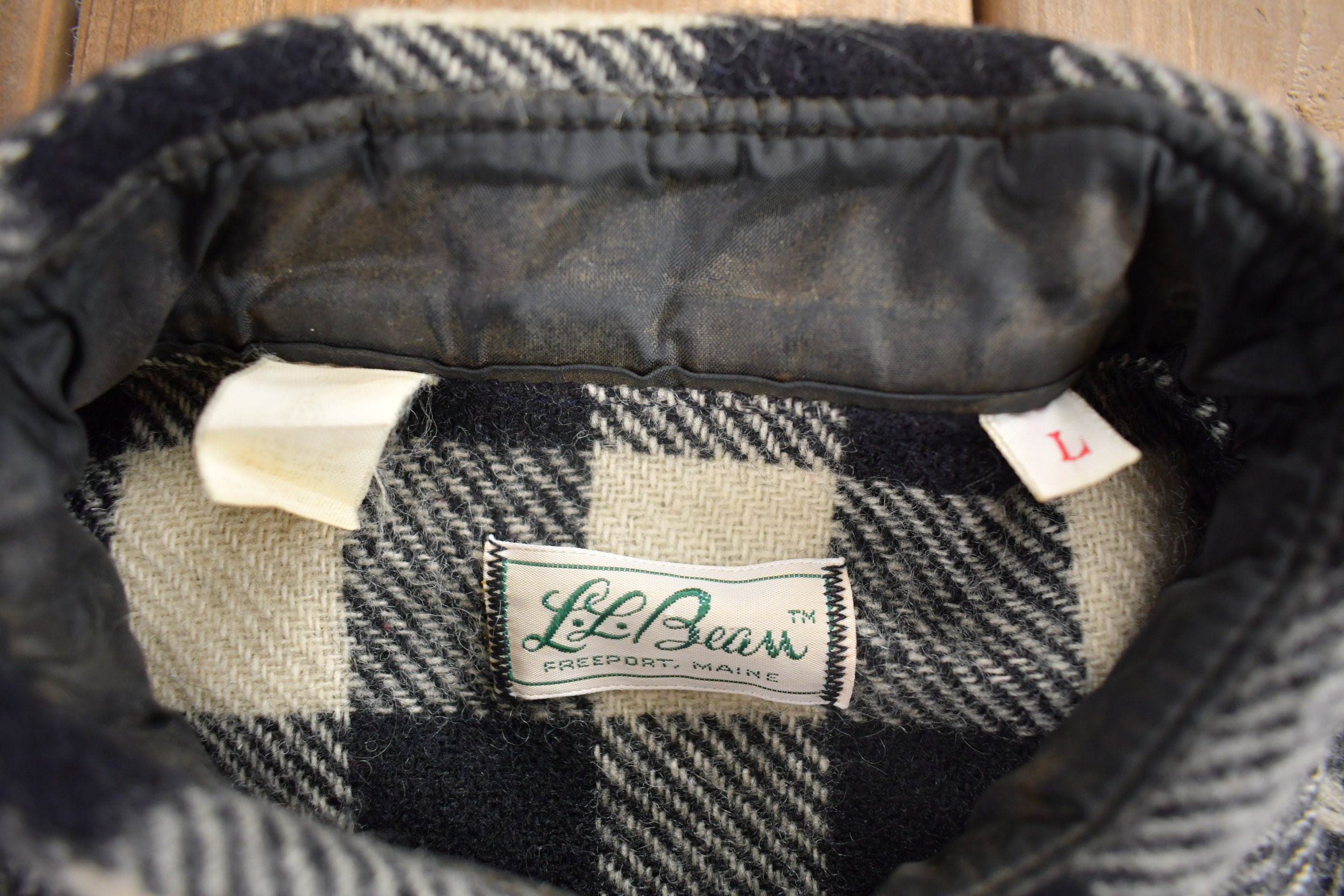 Vintage 1950s LL Bean Buffalo Plaid Wool Button Up Shirt