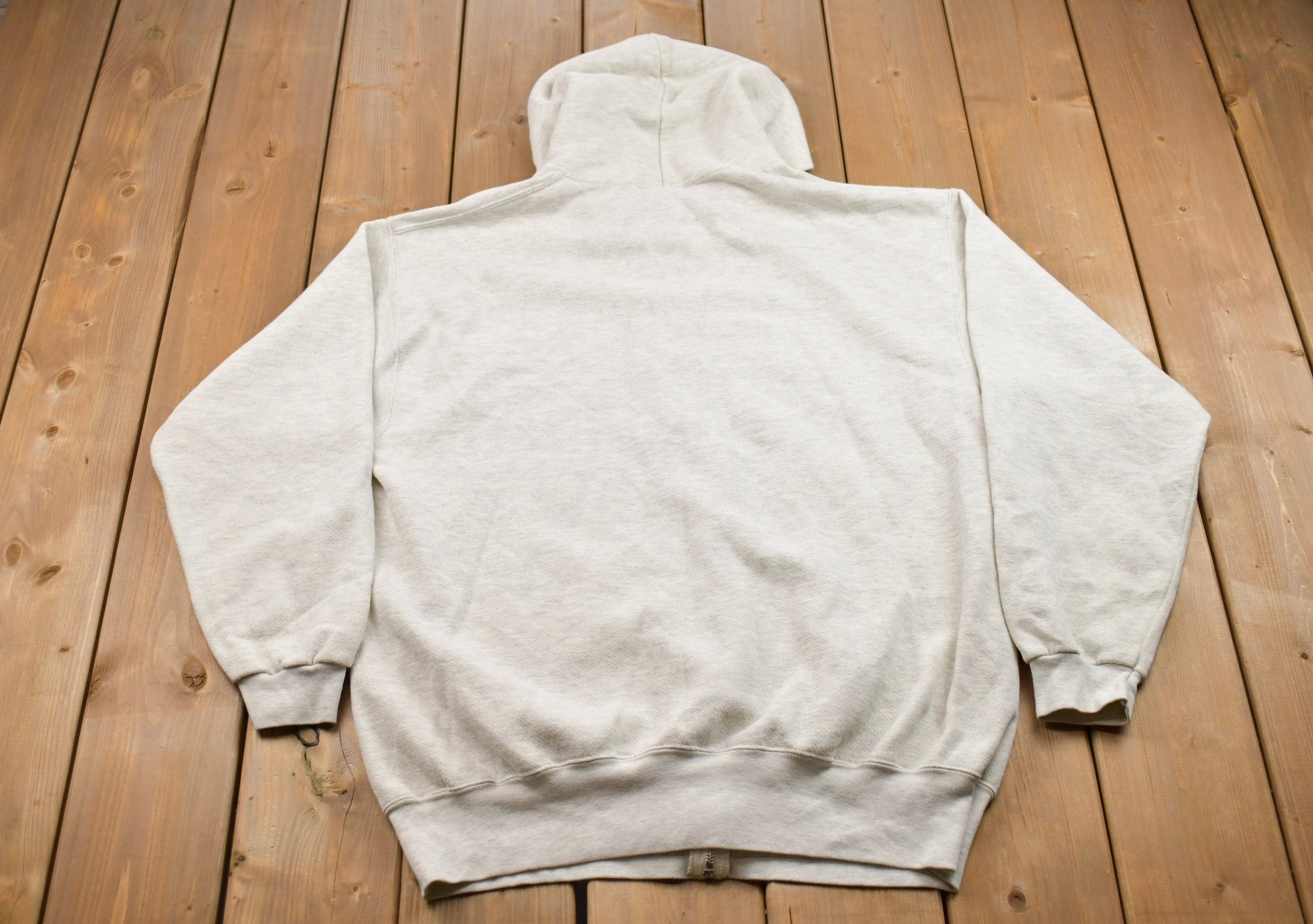 Vintage 1990s Blank White Zip Up Hoodie / 90s Zip Up Hoodie / Made In USA / Essential / Streetwear / 90s Blank / Blank Hoodie / Vintage Zip