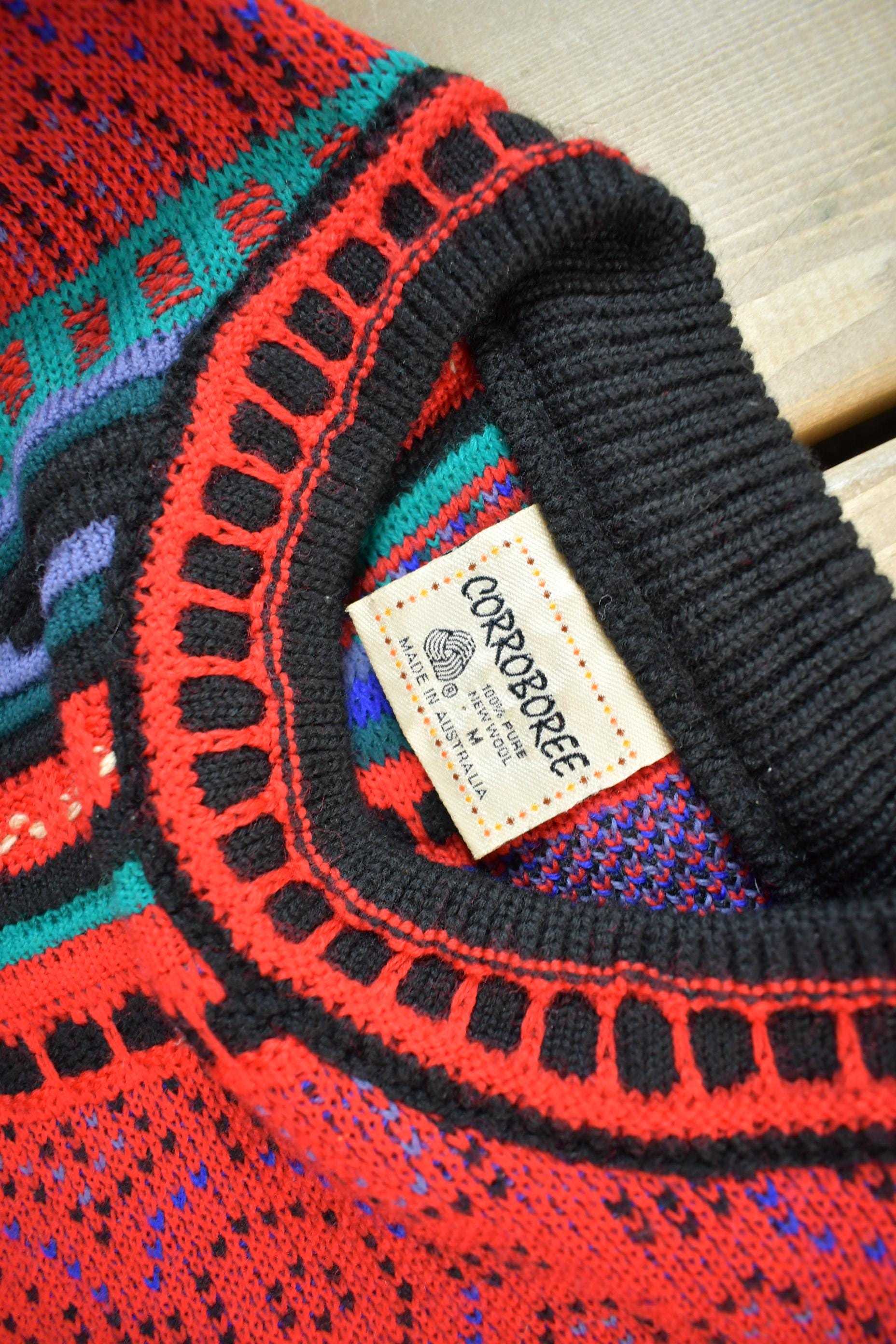 Vintage 1990s Corroboree 3D Colored Cable Knit Sweater