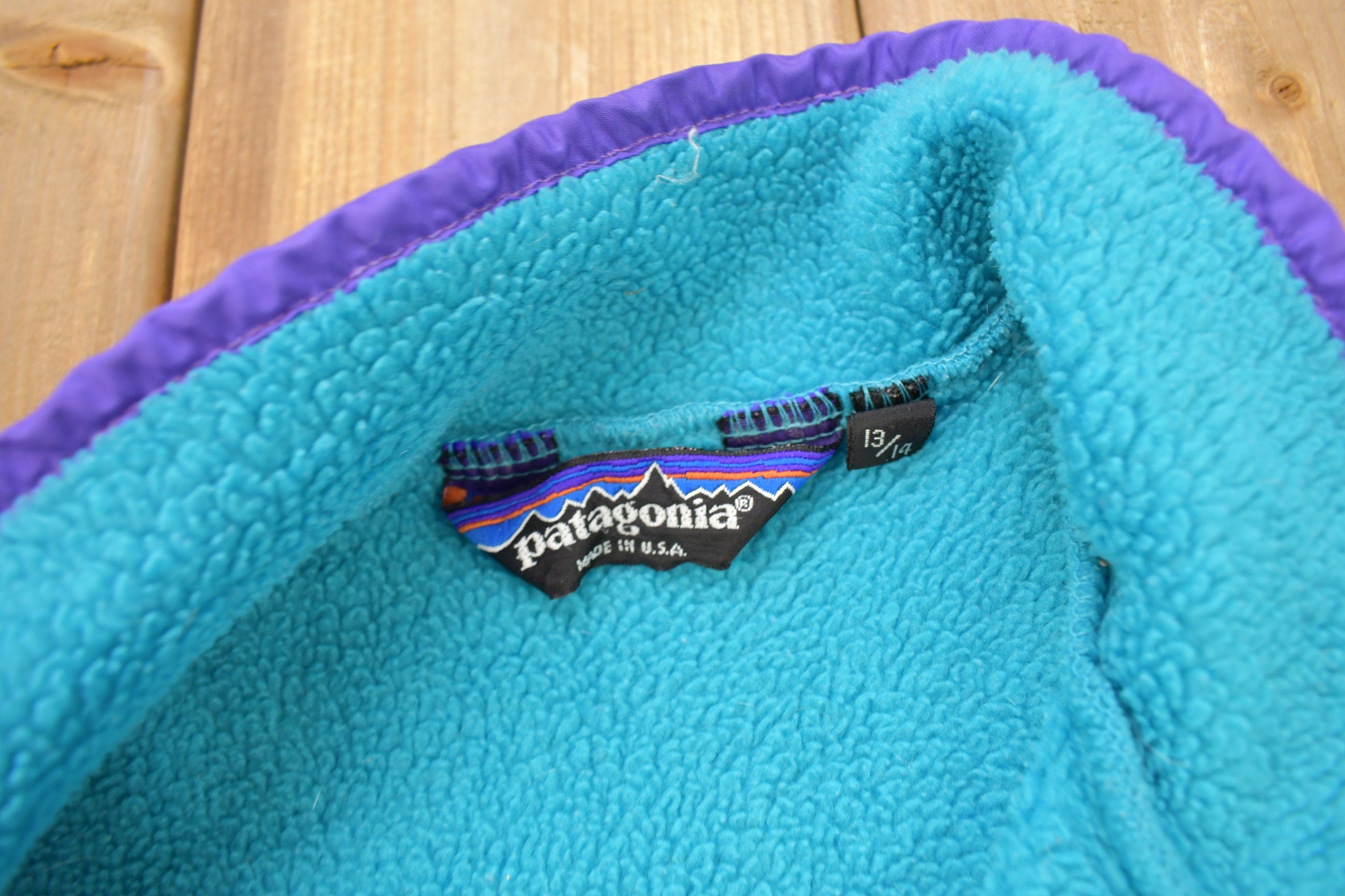 Vintage 1990s Patagonia T-Snap Fleece Kids Sweater Size 13-14