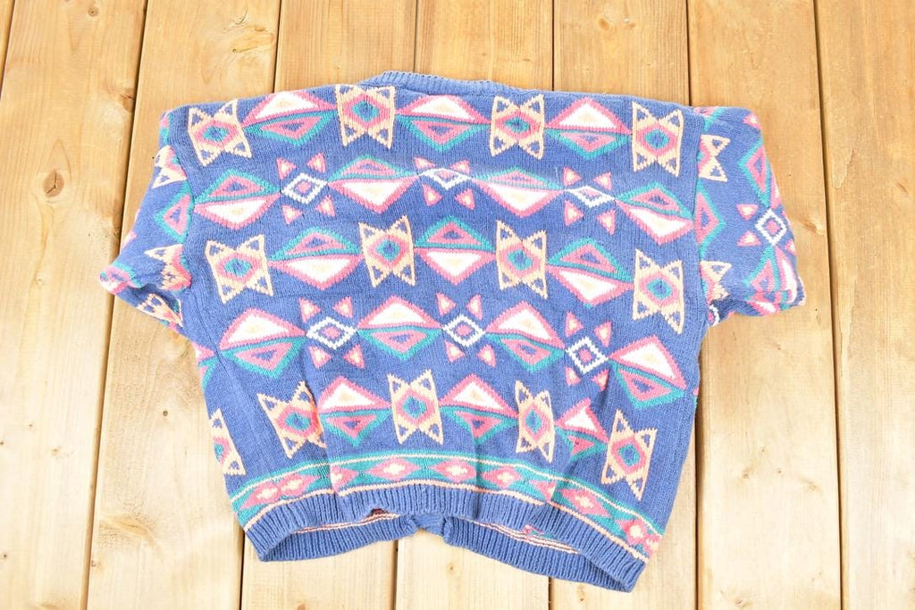 Vintage 1990s Nuovo Abstract Knit Cardigan Sweater Women's M