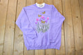 Vintage 1990s Top Stitch By Morning Sun Butterfly And Flowers Cute Double Collar Crew Neck Sweater