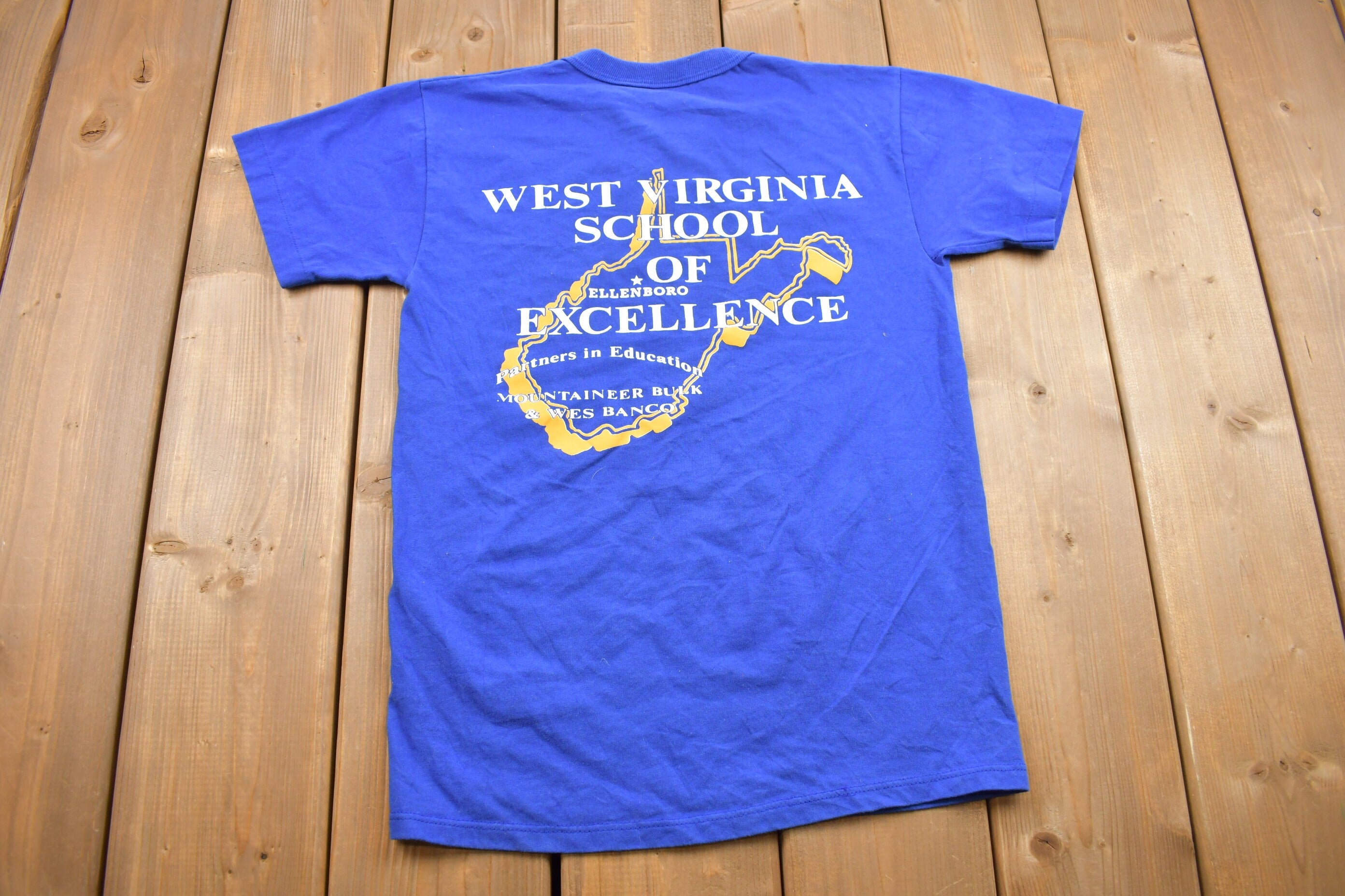 Vintage 1980s Russell Athletic Ellenboro Elementary Graphic T Shirt