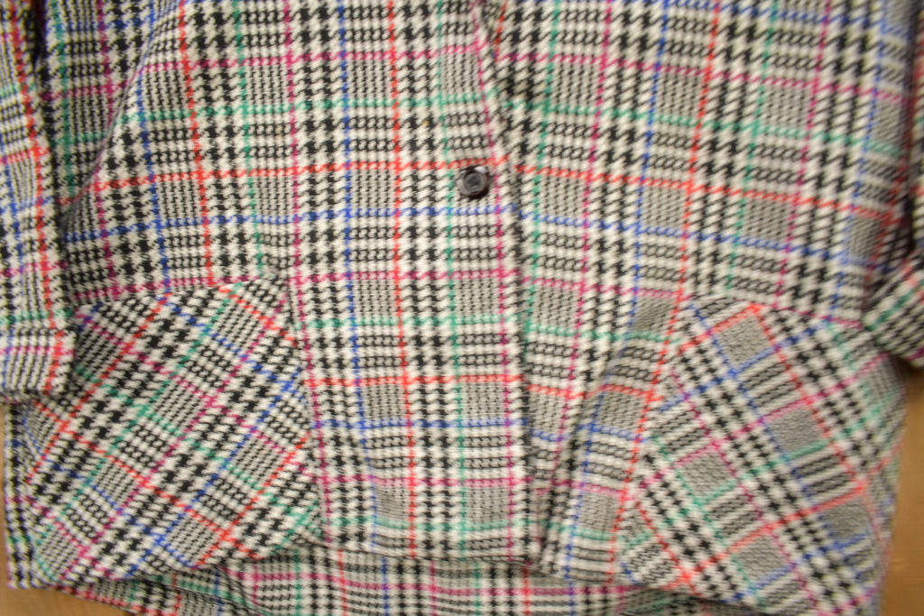 Vintage 1980s Blair Plaid Button Up Blazer Shirt