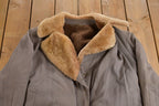Vintage 1980s Fur Lined Grey Fur Collared Overcoat