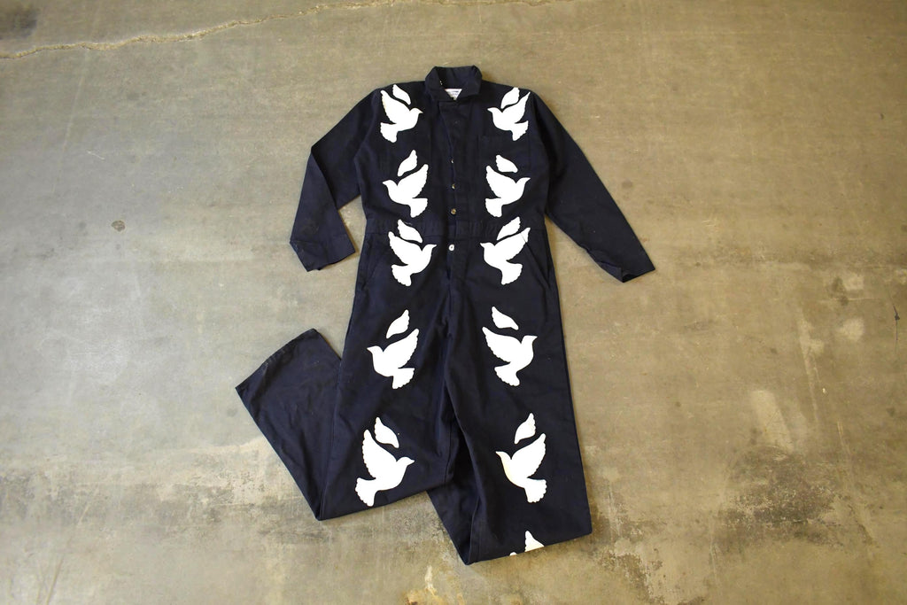 Vintage Custom Handmade Dove Peace Coveralls Jumpsuit Size 40T