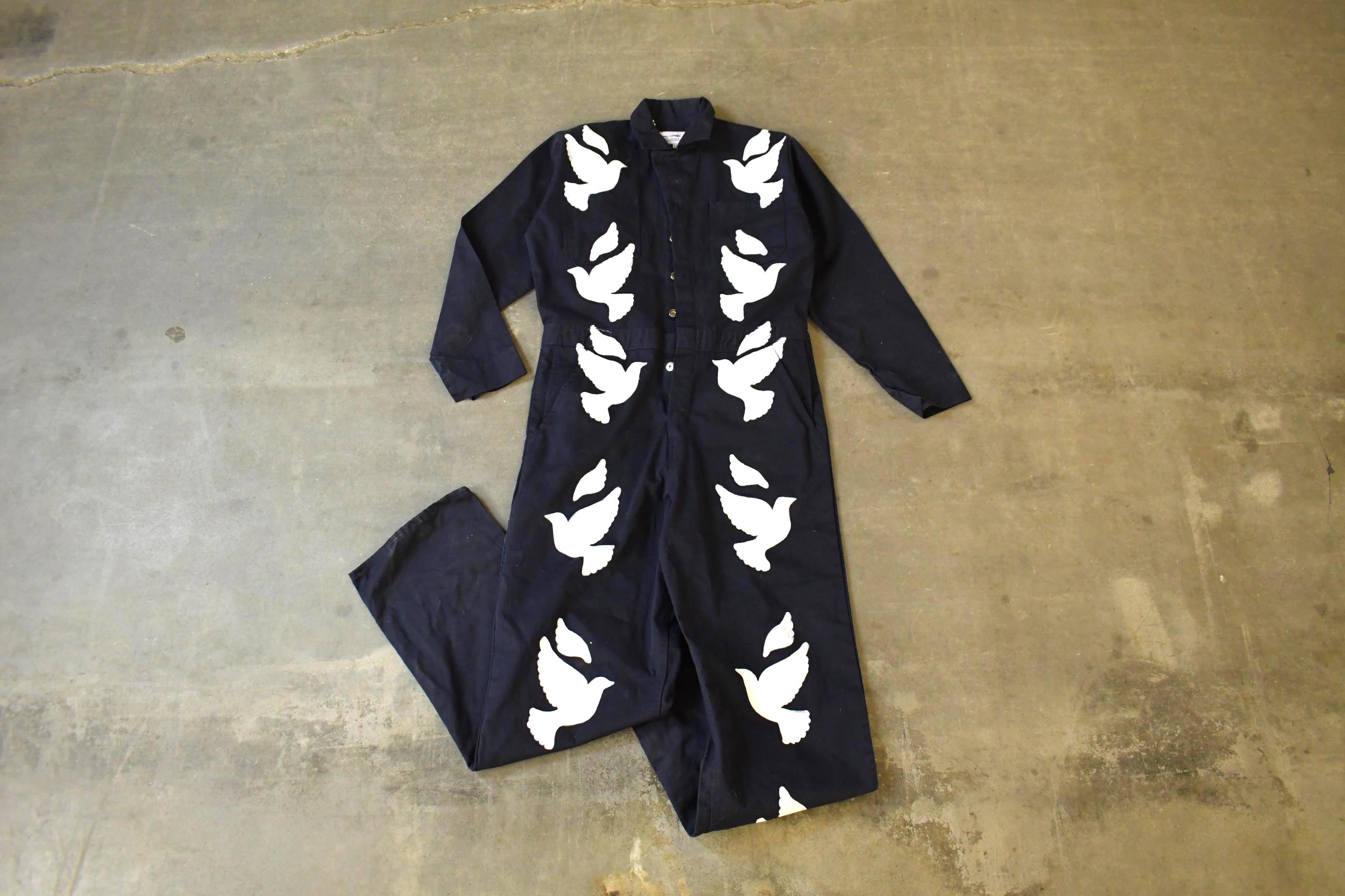 Vintage Custom Handmade Dove Peace Coveralls Jumpsuit Size 40T