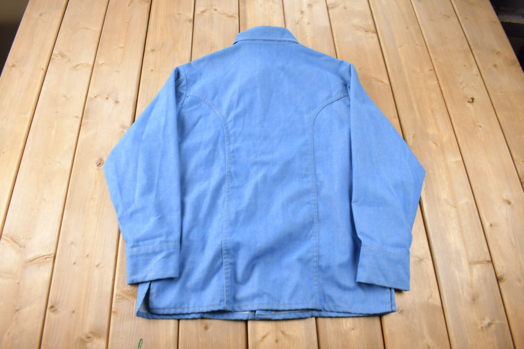 Vintage 1970s Levi's Western Style Pearl Snap Button Up Shirt Made in USA Size L