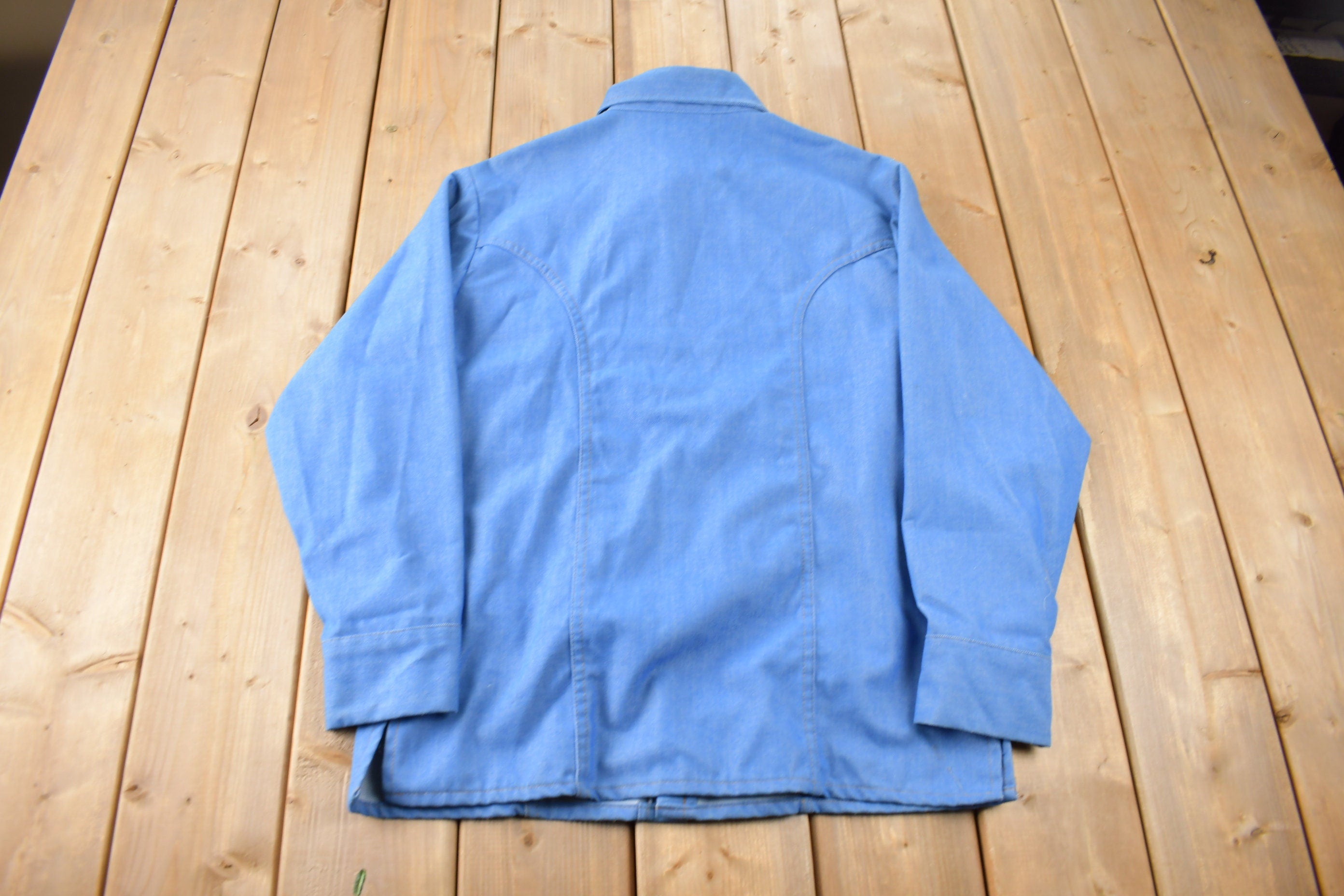 Vintage 1970s Levi's Western Style Pearl Snap Button Up Shirt Made in USA Size L