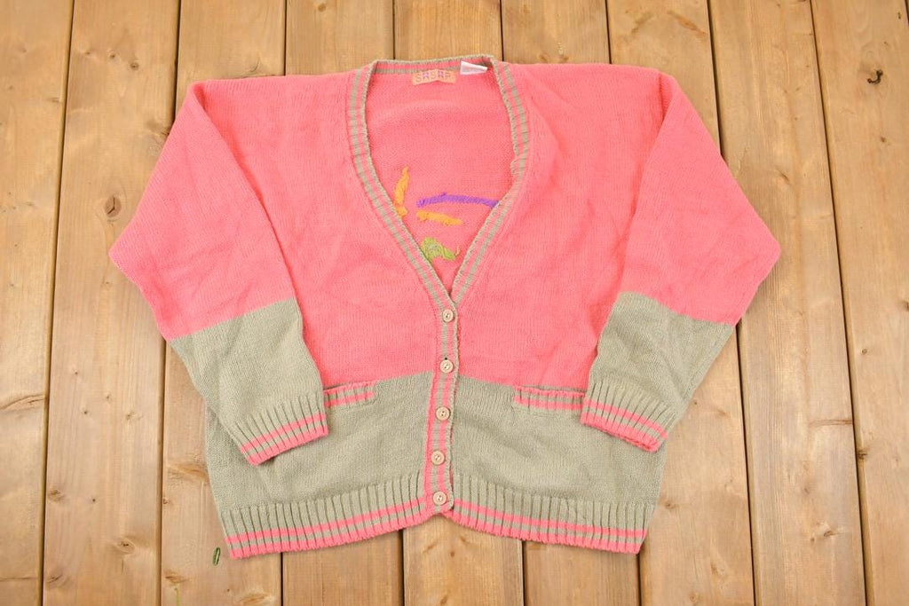 Vintage 1990s SSP Embroidered Desert Knit Cardigan Sweater Women's L
