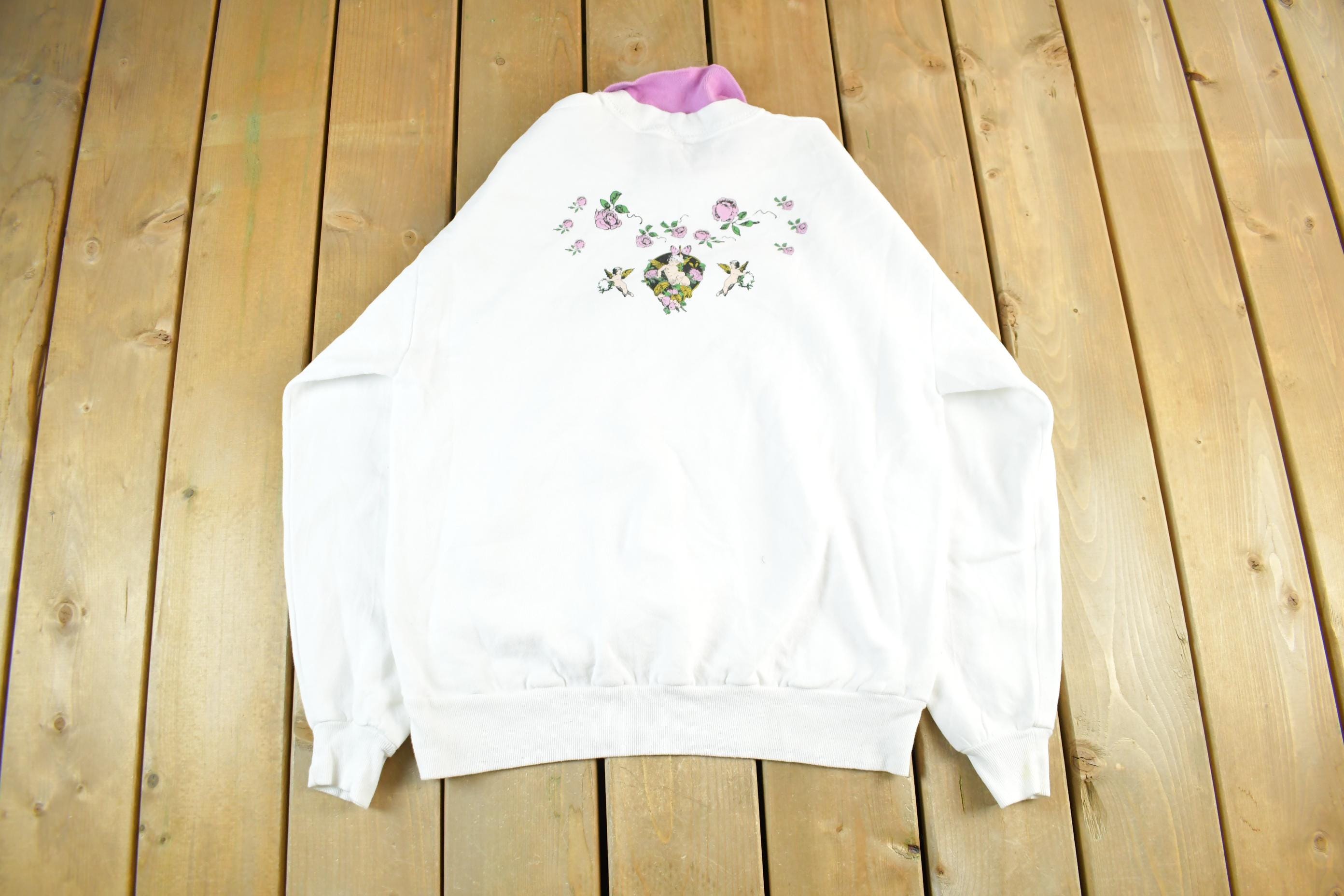 Vintage 90s Angels Crewneck Sweatshirt: Pastel Collar, Adult Large