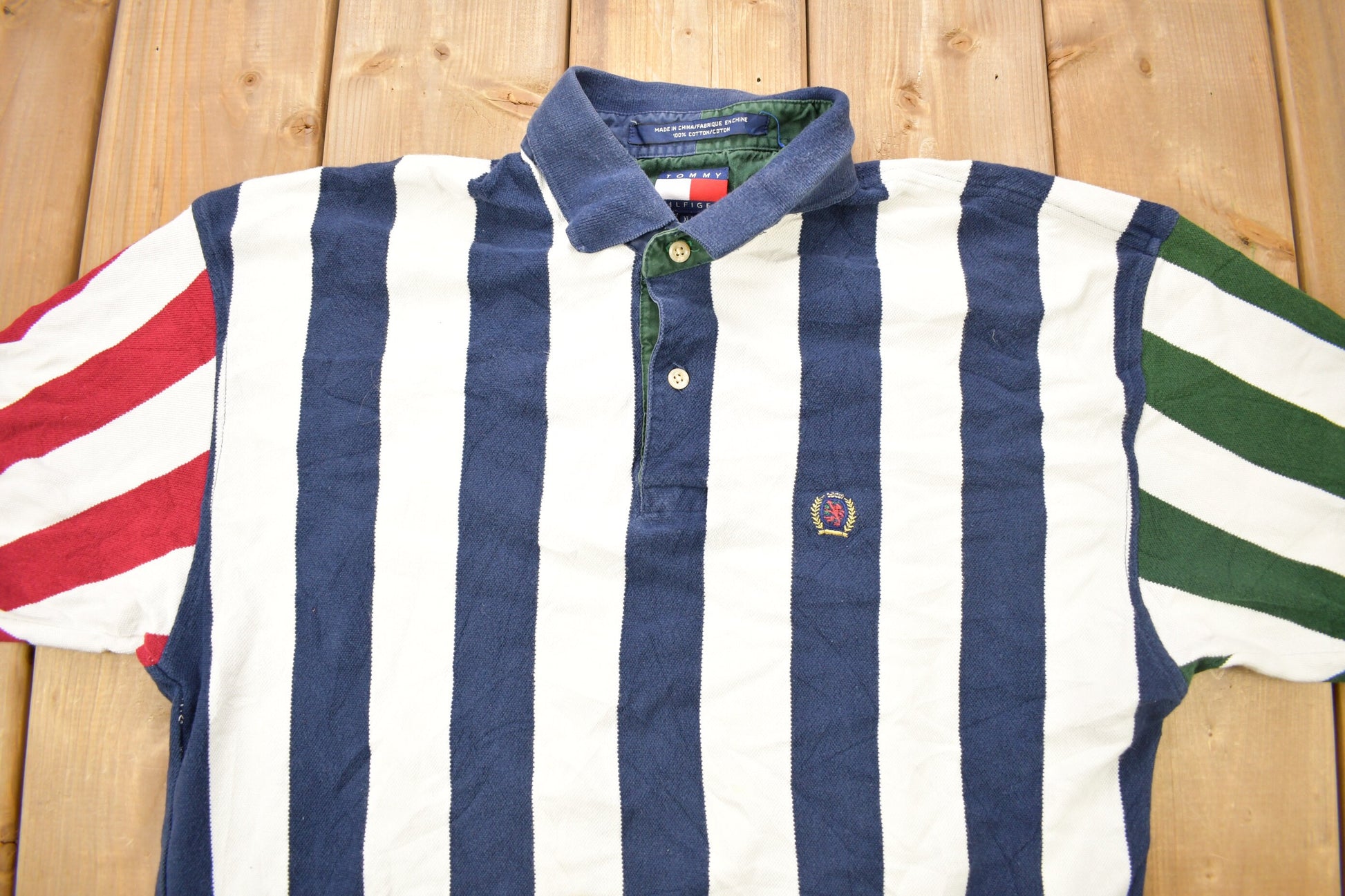 Vintage 1990s Tommy Hilfiger Striped Polo T-Shirt