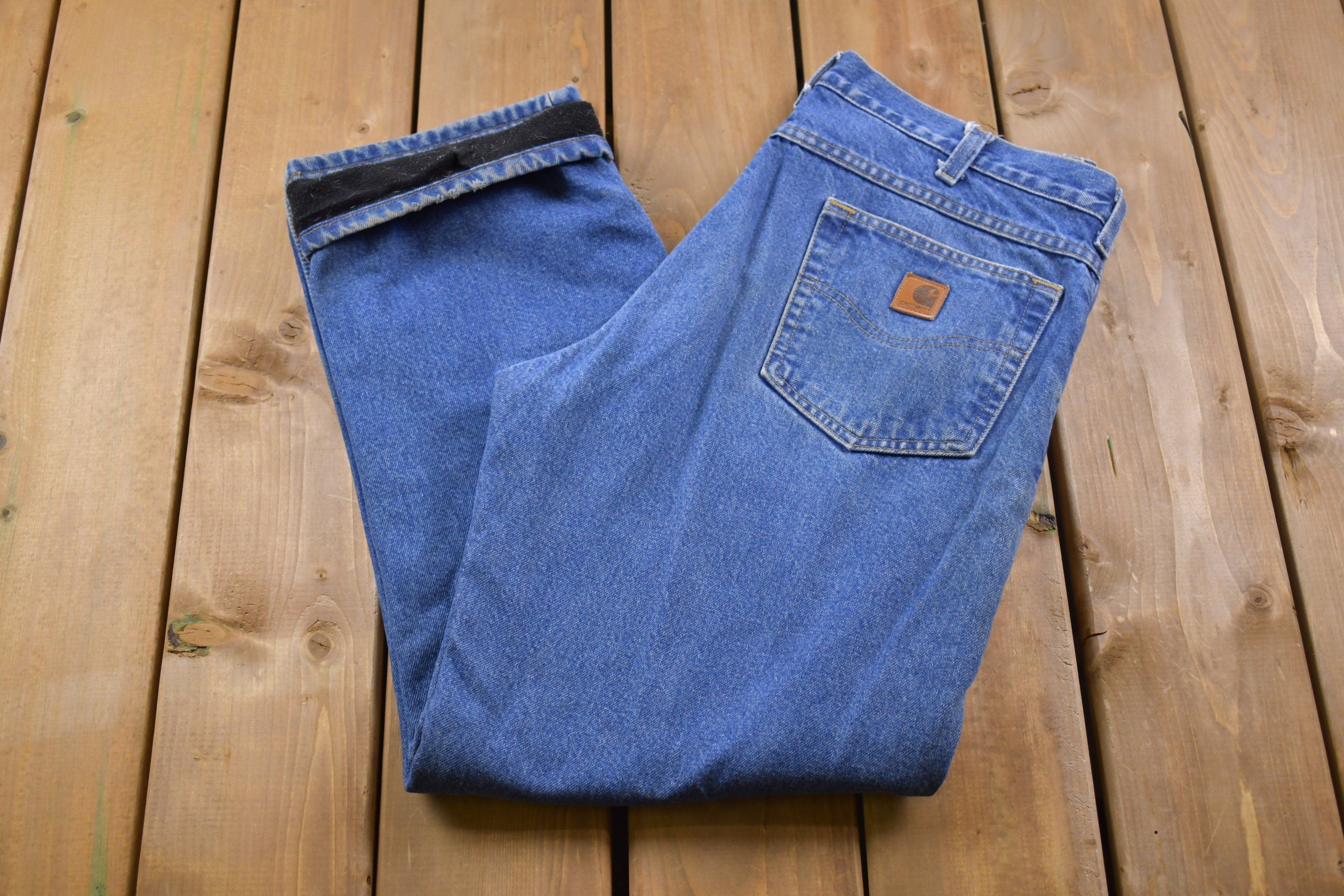 Vintage 1990s Carhartt Cotton Lined Work Jeans Size 35 x 29