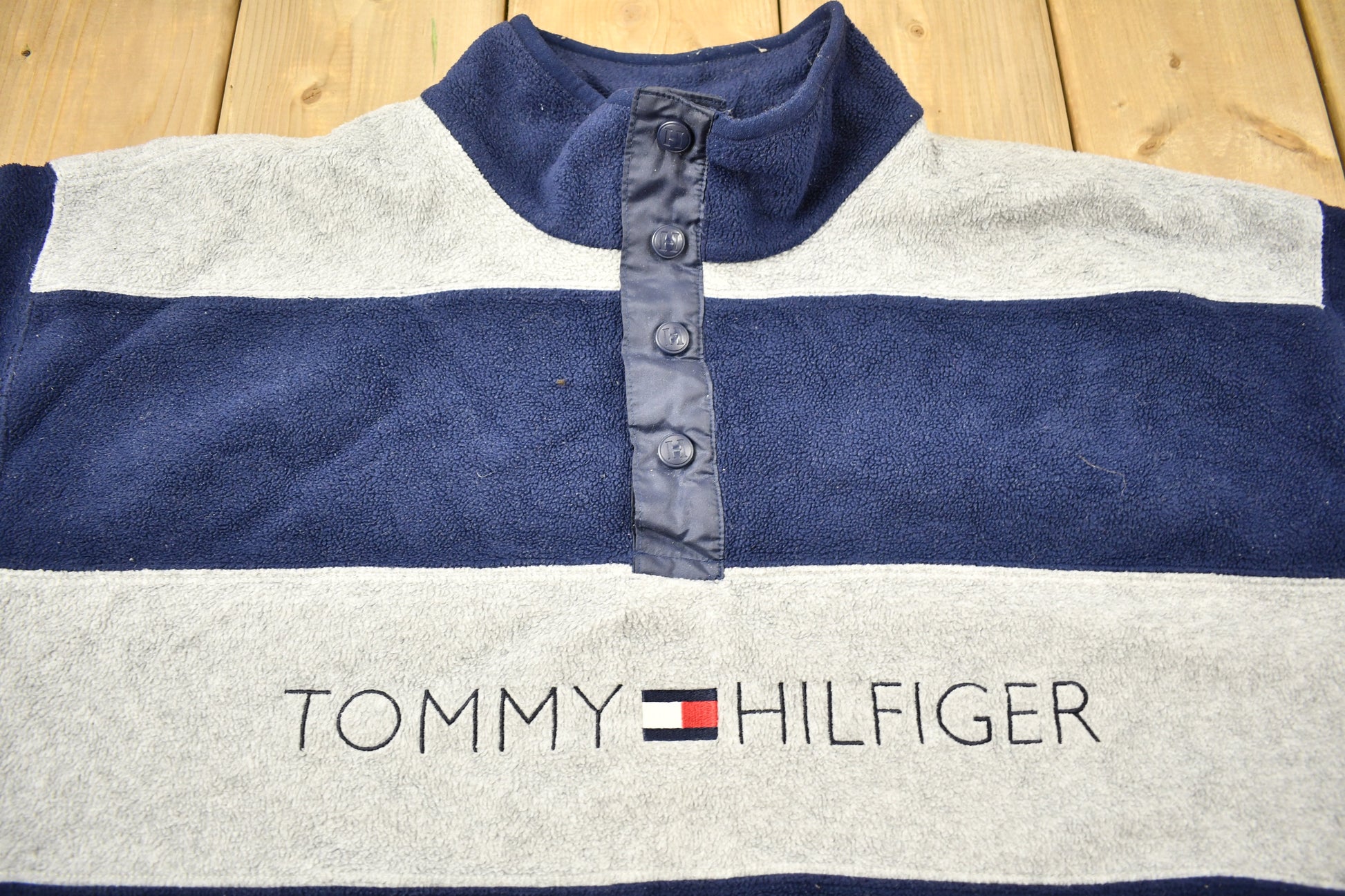 Vintage 1990s Tommy Hilfiger T Snap Fleece Sweater