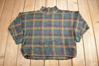 Vintage 1990s French Country Express Plaid Fleece Sweater