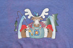 Vintage 1990s Cute Fishing Moose With Bird on Its Head Christmas Sweater