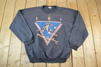Vintage 1980s Mount St Anne Neon Ski Mountain Souvenir Crewneck Sweatshirt Made In USA