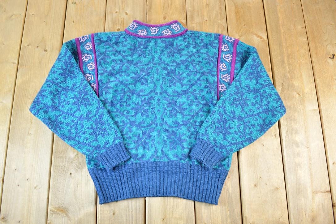 Vintage 1990s Demetree Wool Blend Knit Sweater / Vintage 90s Crewneck / Outdoorsman / Vintage Knit / Winter Sweatshirt