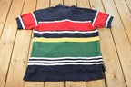 Vintage 1990s Nautica Striped Polo Shirt Men's Large / 90s Polo Shirt / Souvenir / Athleisure / Streetwear / Preppy / Nautical Sailing