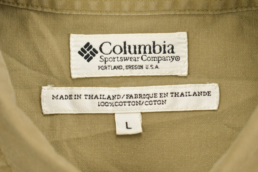 Vintage 1990s Columbia Green Khaki Button Up Shirt