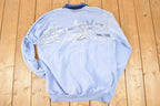 Vintage 1990s Artisans Winter Theme AOP Collared Quarter Button Crewneck Sweatshirt Men's XL