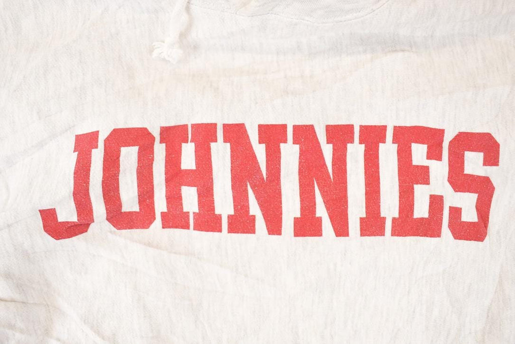 Vintage 1990s Jansport Cross Grain Johnnies Graphic Print Hoodie Sweatshirt Men's M