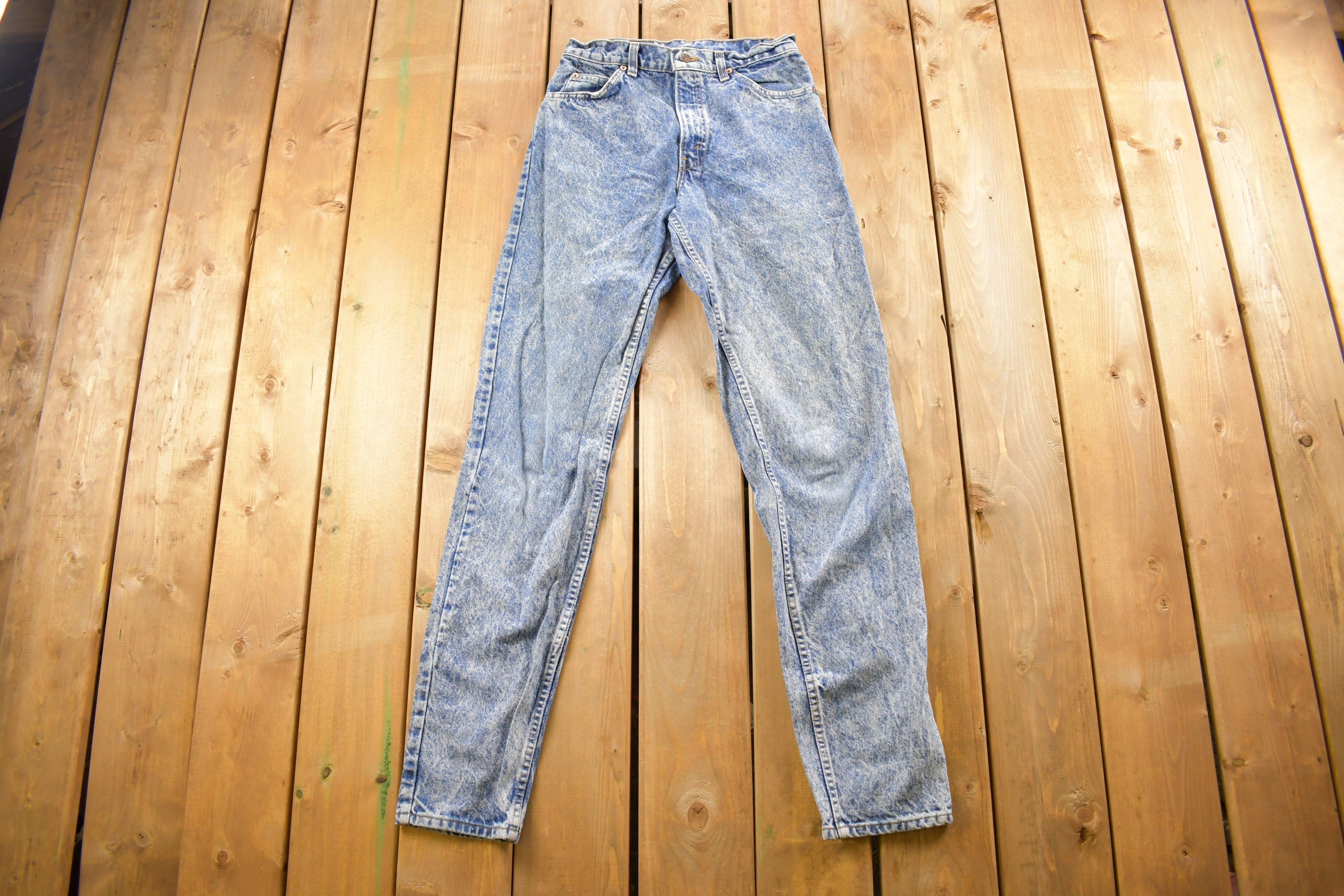 Vintage 1990s Levi's 550 Orange Tab Acid Wash Jeans Size 28 x 33