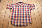 Vintage 1990s Ely Cattleman Shiny Double Pocket Plaid Button Up Shirt
