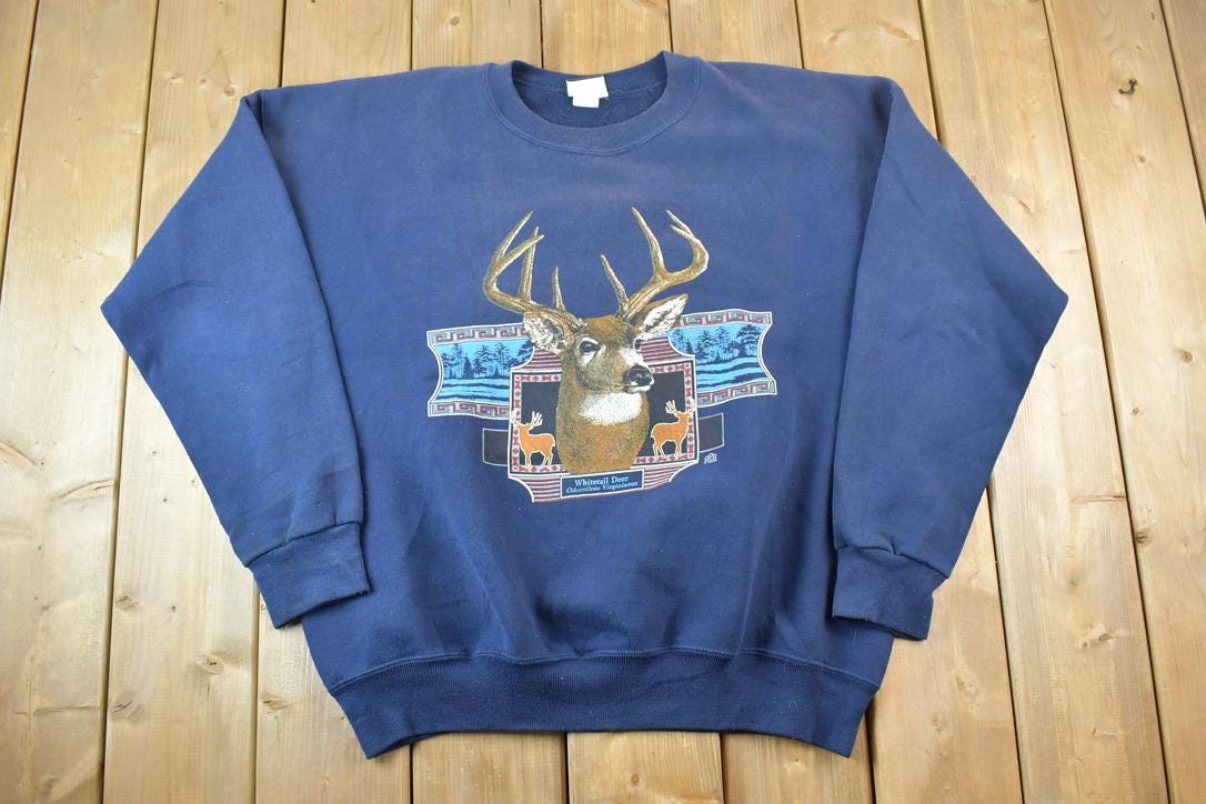 Vintage 1990s Big Buck Deer Outdoorsman Crewneck Sweatshirt