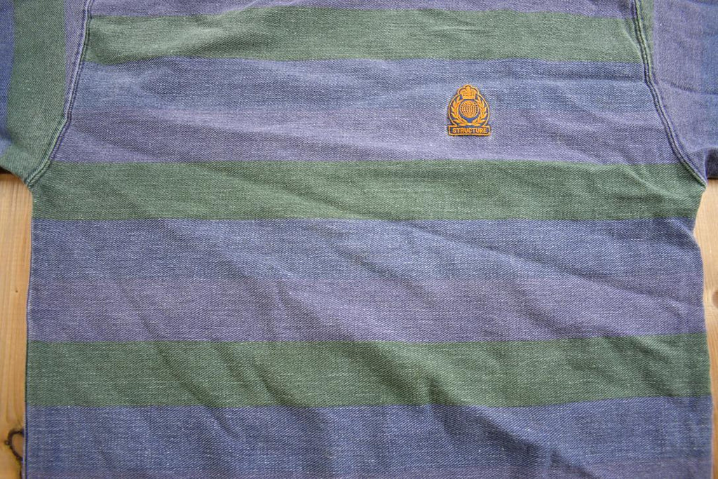 Vintage 1990s Structure Striped Embroidered Crewneck Sweatshirt Made In USA