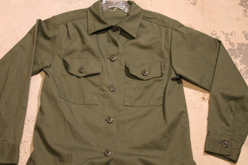 Vintage 1950s Military Infantry Wool Button Up Shirt