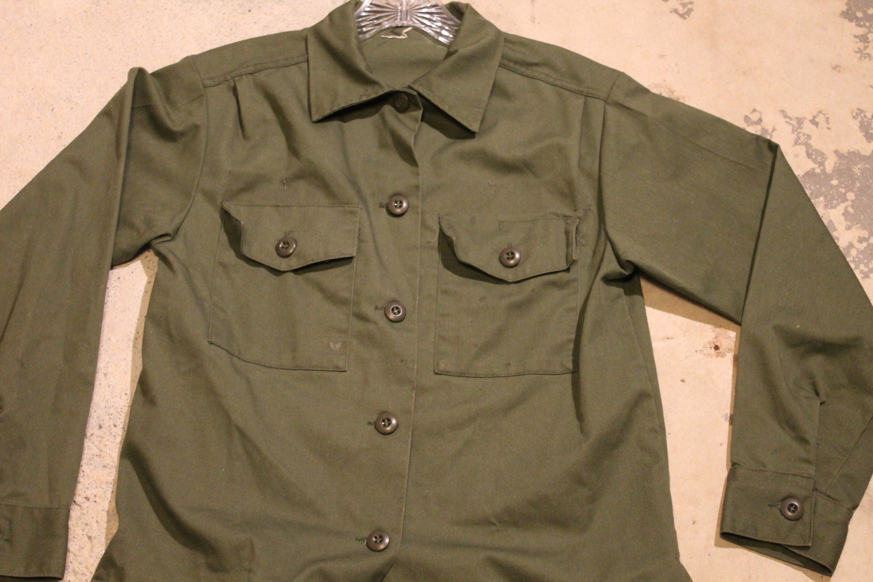 Vintage 1950s Military Infantry Wool Button Up Shirt