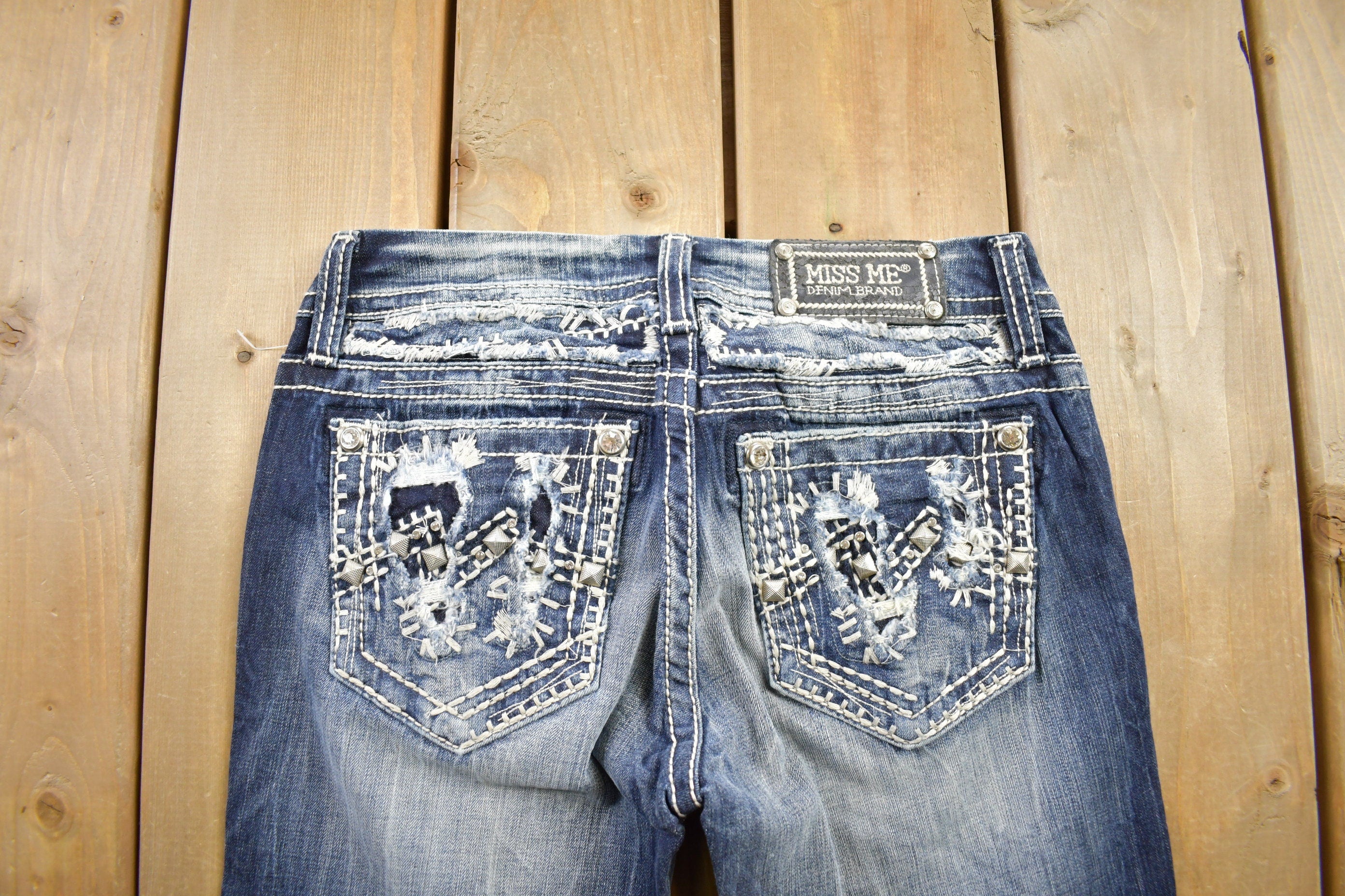 Vintage Y2K Miss Me Bedazzled Low Rise Jeans Size 26x33