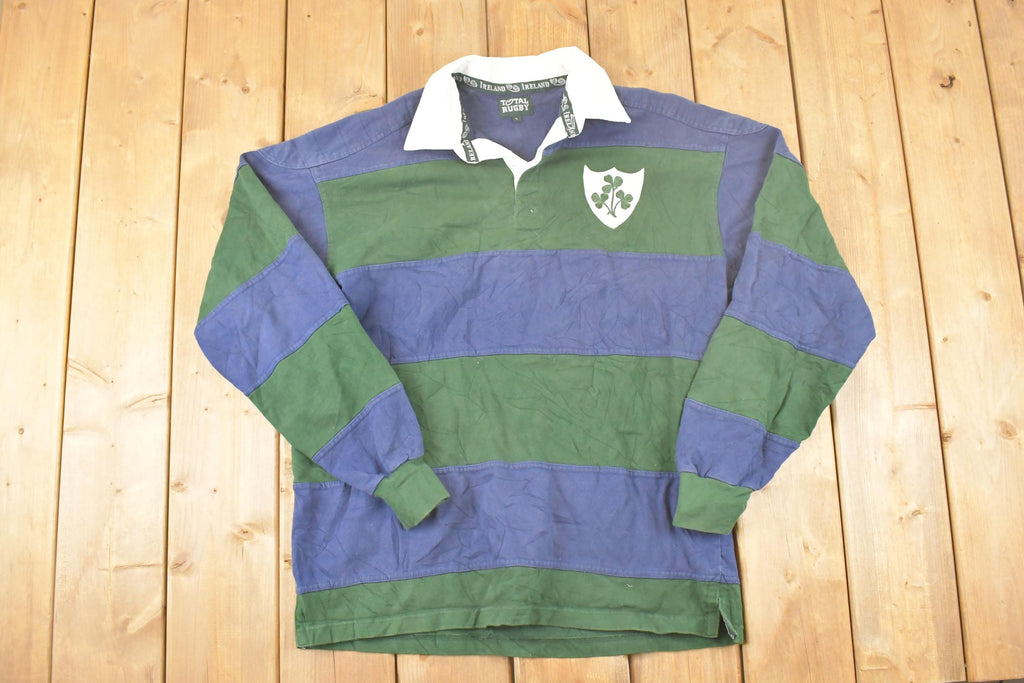 Vintage 1990s Total Rugby Ireland Quarter Button Up Shirt Men's L